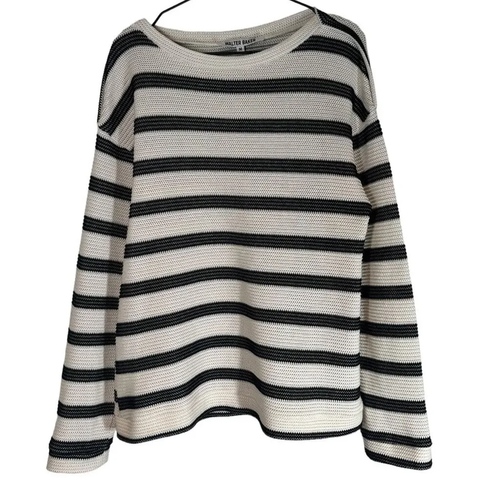 Walter‎ Baker Cream Black Oversized Sweater Medium
